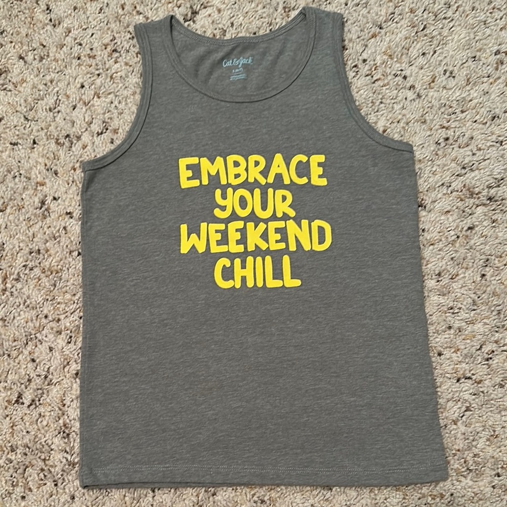 Cat & Jack Gray Tank Top with Yellow Print